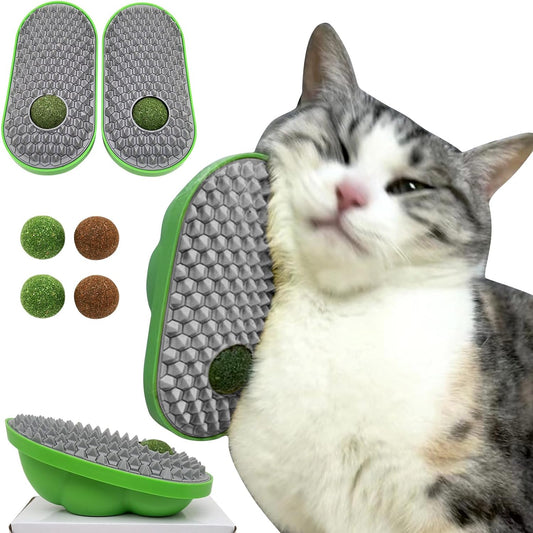 Catnip Toys Balls That Stick On Wall Pet Massage Brush Cat