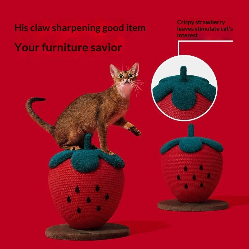 Vertical Strawberry Cat Scratch Ball - Durable Claw Relief Toy