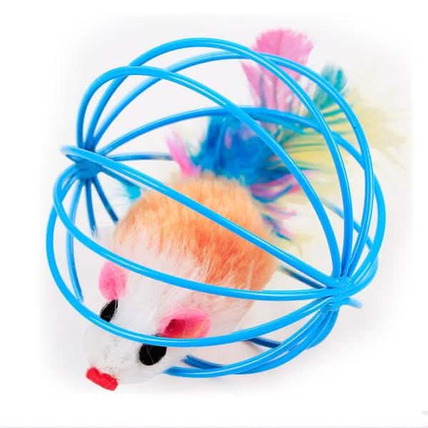 Rattle Mouse Ball Cage Interactive Cat Toy for Active Play