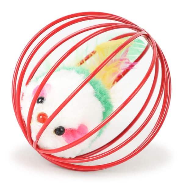 Rattle Mouse Ball Cage Interactive Cat Toy for Active Play