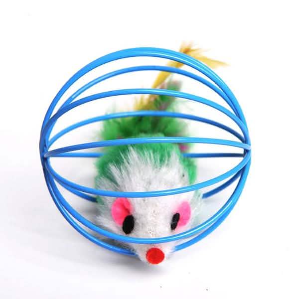 Rattle Mouse Ball Cage Interactive Cat Toy for Active Play