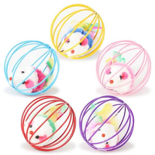 Rattle Mouse Ball Cage Interactive Cat Toy for Active Play