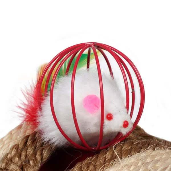 Rattle Mouse Ball Cage Interactive Cat Toy for Active Play