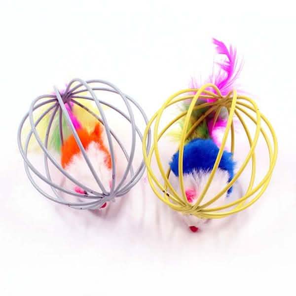 Rattle Mouse Ball Cage Interactive Cat Toy for Active Play