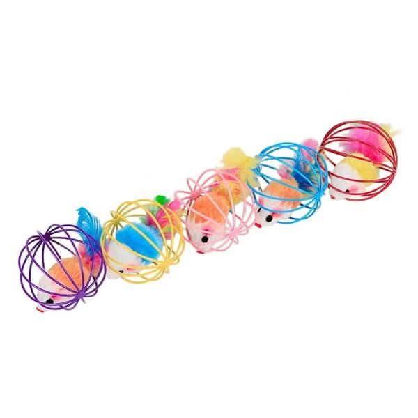 Rattle Mouse Ball Cage Interactive Cat Toy for Active Play