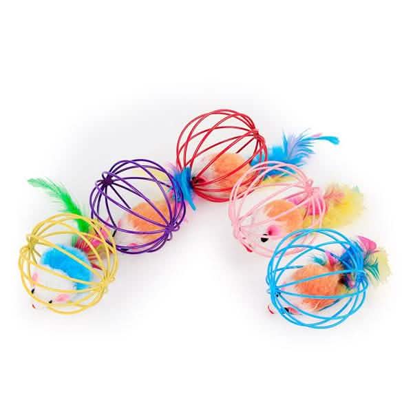 Rattle Mouse Ball Cage Interactive Cat Toy for Active Play