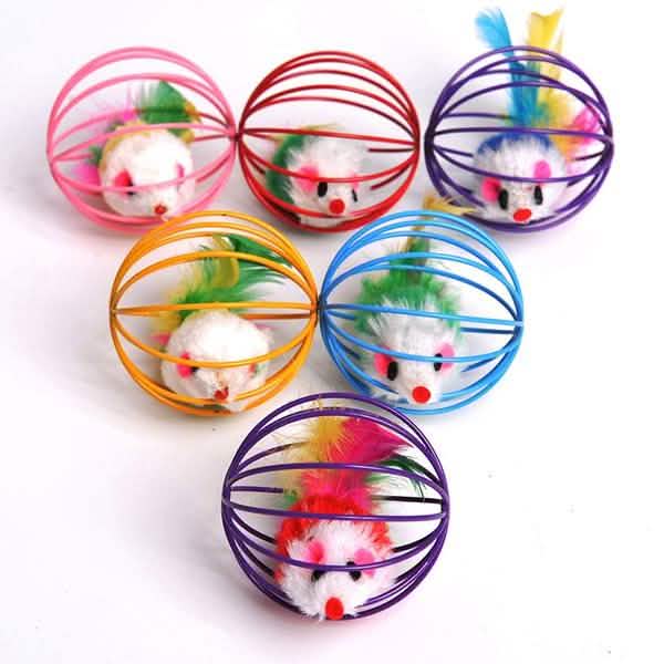Rattle Mouse Ball Cage Interactive Cat Toy for Active Play
