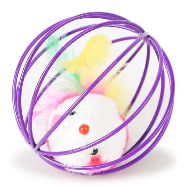 Rattle Mouse Ball Cage Interactive Cat Toy for Active Play