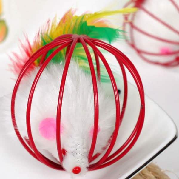 Rattle Mouse Ball Cage Interactive Cat Toy for Active Play