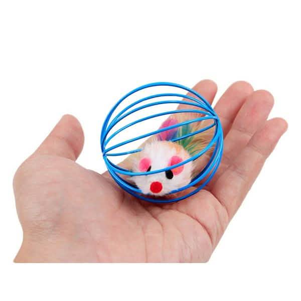 Rattle Mouse Ball Cage Interactive Cat Toy for Active Play