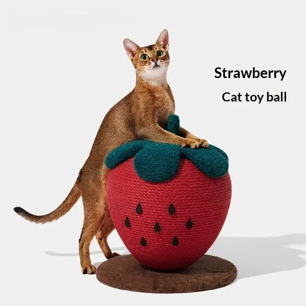Vertical Strawberry Cat Scratch Ball - Durable Claw Relief Toy