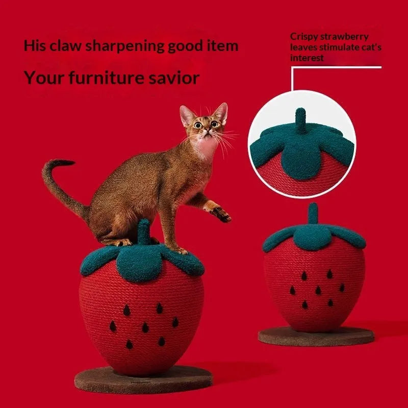 Vertical Strawberry Cat Scratch Ball - Durable Claw Relief Toy