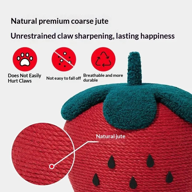 Vertical Strawberry Cat Scratch Ball - Durable Claw Relief Toy