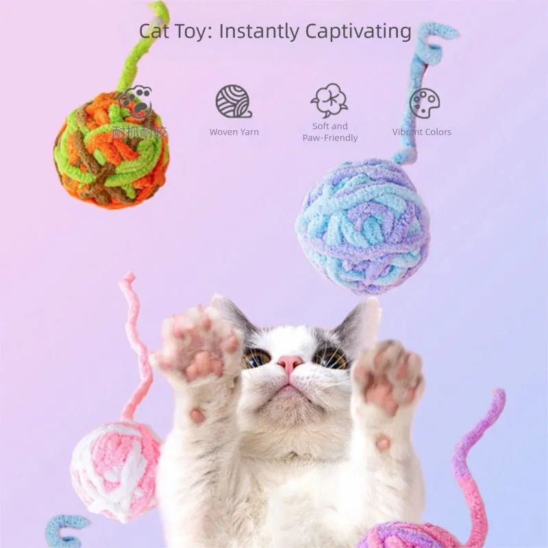 Pet Silent Cat Toy, Wool Ball, Cat Toy Ball, Plush, Boring,