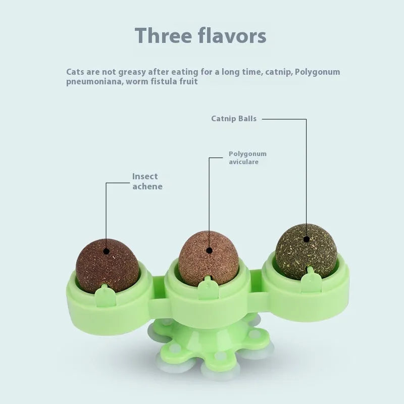 Rotating Windmill Catnip Ball Toy for Entertaining Pet Cats